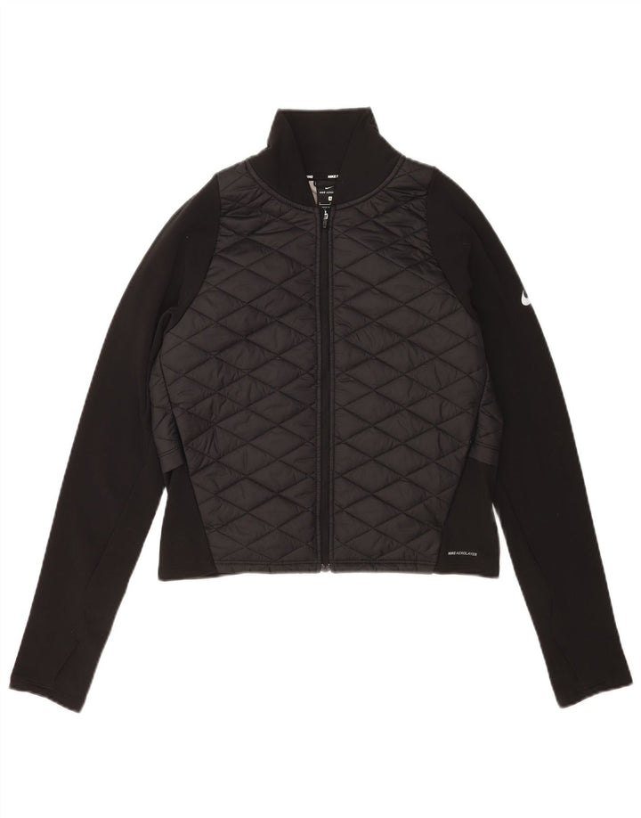 Nike Womens Running Padded Tracksuit Top Jacket UK 10 Small Black Polyester