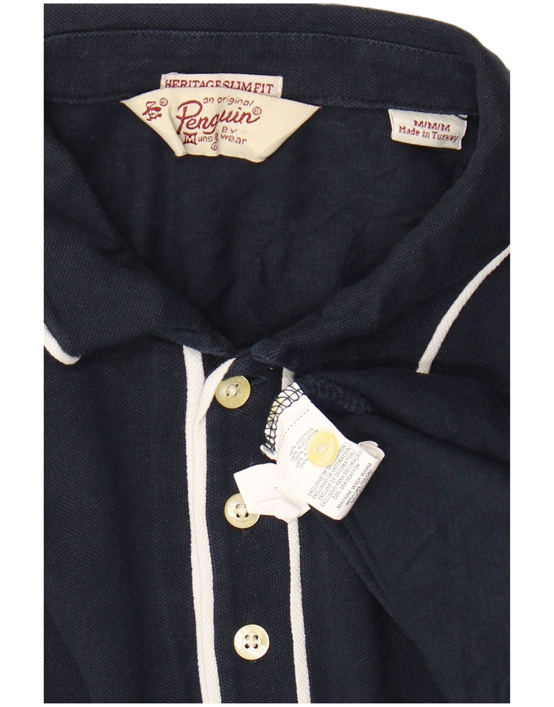 PENGUIN Mens Heritage Long Sleeve Slim Fit Polo Shirt Medium Navy Blue