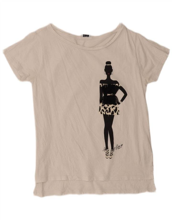 Liu Jo Womens Graphic T-Shirt Top UK 14 Medium White Cotton