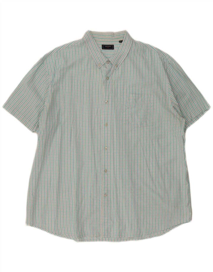 DOCKERS Mens Short Sleeve Shirt 2XL Turquoise Check