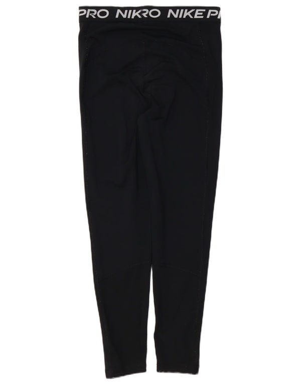 NIKE Womens Dri Fit Graphic Leggings UK 12 Medium  Black