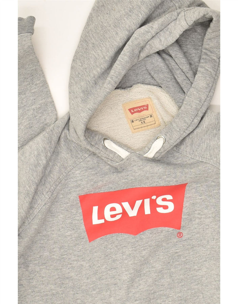 LEVI'S Boys Graphic Hoodie Jumper 11-12 Years Grey Cotton | Vintage Levi's | Thrift | Second-Hand Levi's | Used Clothing | Messina Hembry 