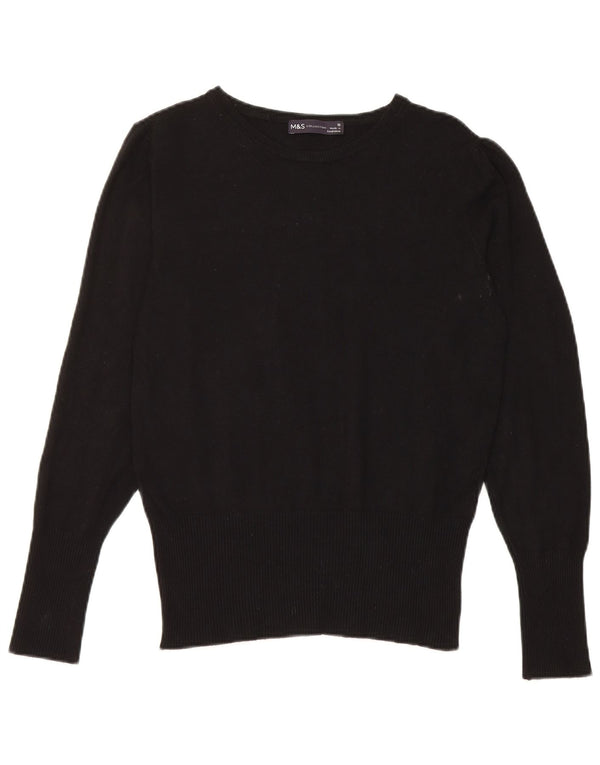 Marks & Spencer Womens Boat Neck Jumper Sweater UK 10 Small Black Viscose