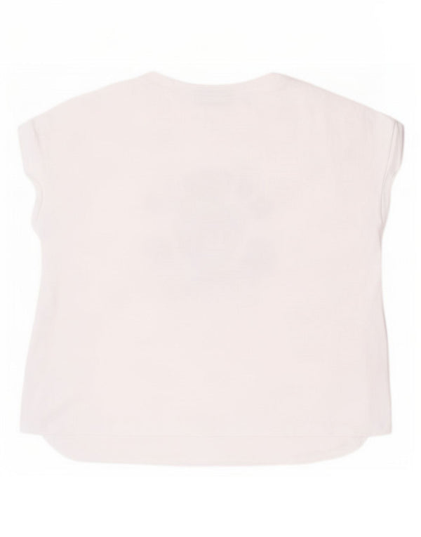 Benetton Girls Graphic T-Shirt Top 6-7 Years Small White Cotton