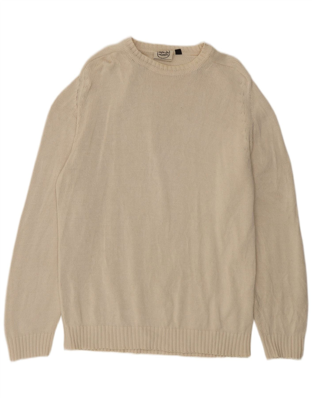 Murphy & Nye Mens Crew Neck Jumper Sweater XL Beige Cotton