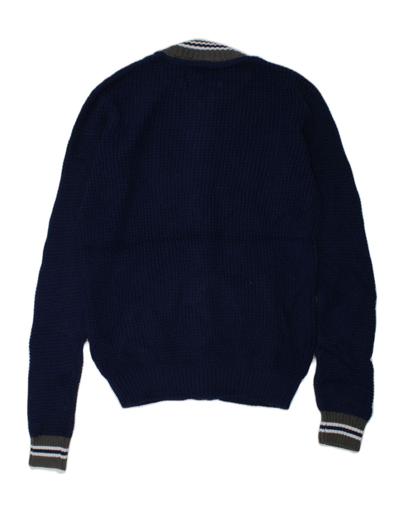 PENGUIN Boys Cardigan Sweater 14-15 Years Navy Blue Cotton | Vintage Penguin | Thrift | Second-Hand Penguin | Used Clothing | Messina Hembry 