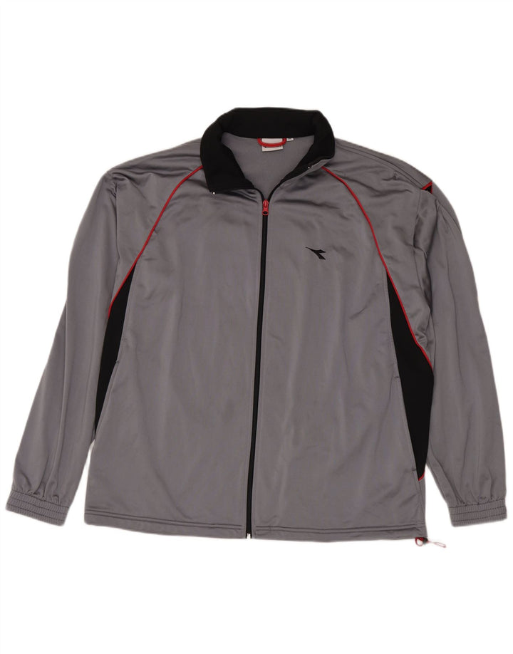 DIADORA Mens Tracksuit Top Jacket XL Grey Colourblock Polyester