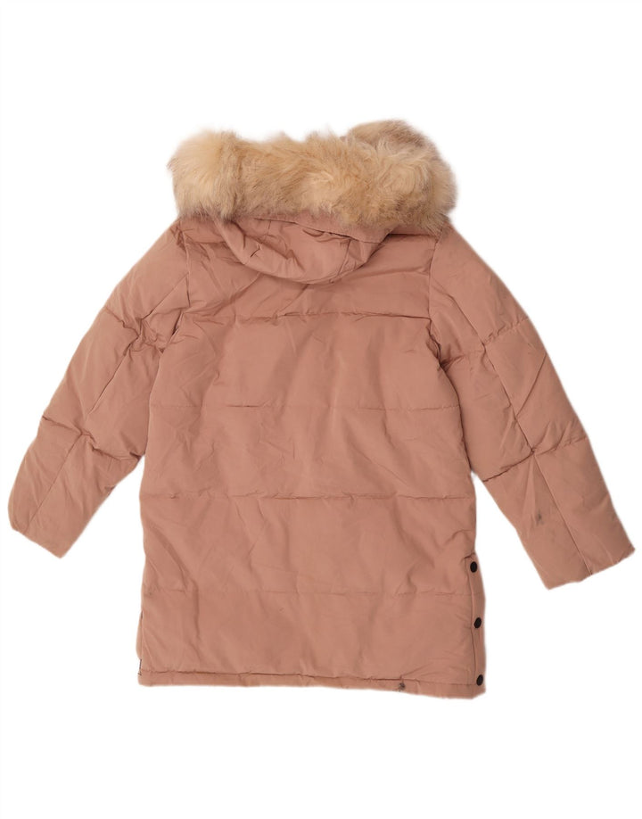 Zara Girls Hooded Padded Jacket 13-14 Years Pink Polyester