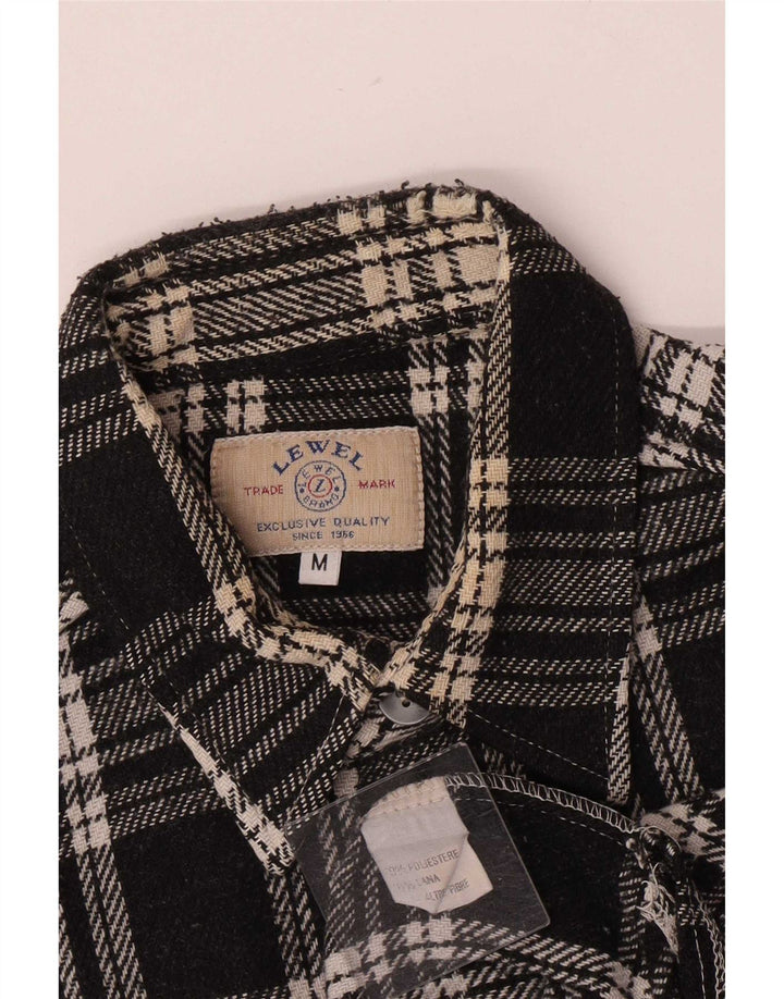 Vintage Mens Overshirt Flannel Shirt Medium Black Plaid Polyester