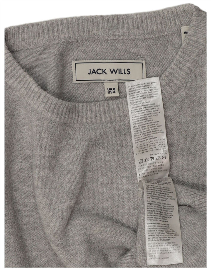 JACK WILLS Womens Oversized Crew Neck Jumper Sweater UK 8 Small Grey