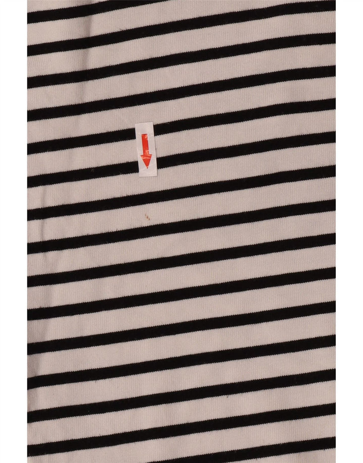 Zara Womens Top Long Sleeve UK 10 Small White Striped Cotton