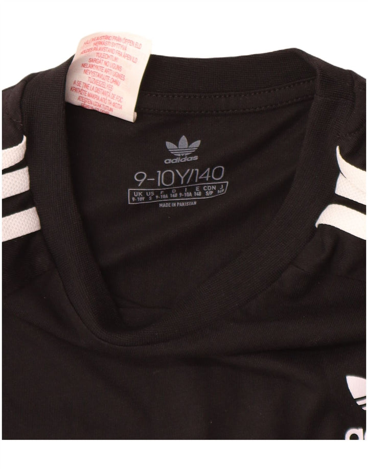 ADIDAS Girls Top Long Sleeve 9-10 Years Black Cotton