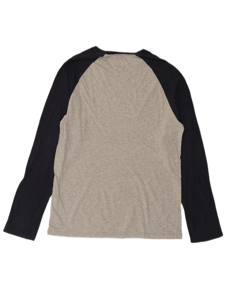 JACK WILLS Mens Top Long Sleeve Medium Grey Colourblock Cotton