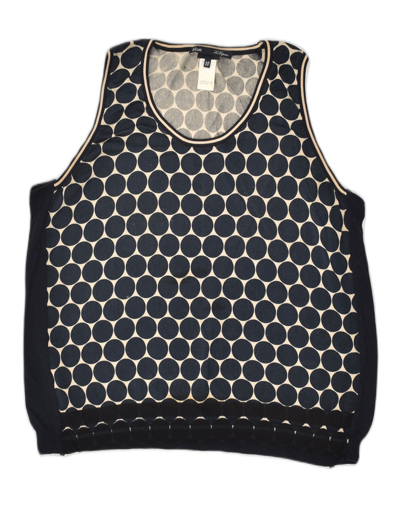 LES COPAINS Womens Vest Top IT 46 Large Black Spotted Viscose | Vintage Les Copains | Thrift | Second-Hand Les Copains | Used Clothing | Messina Hembry 