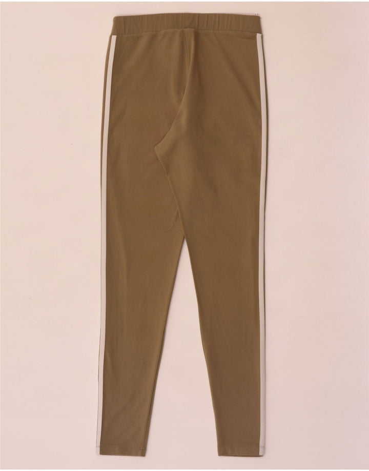Adidas Womens Leggings UK 14 Medium Khaki Cotton