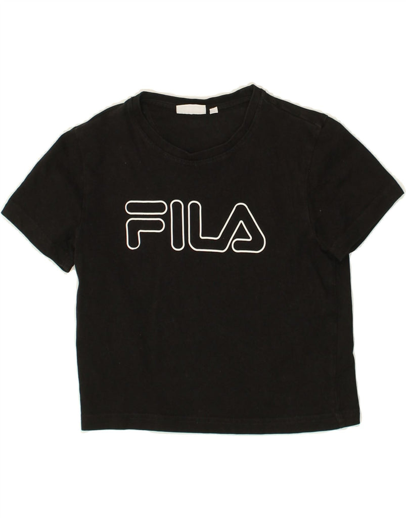 FILA Girls Crop Graphic T-Shirt Top 13-14 Years Black Cotton | Vintage Fila | Thrift | Second-Hand Fila | Used Clothing | Messina Hembry 