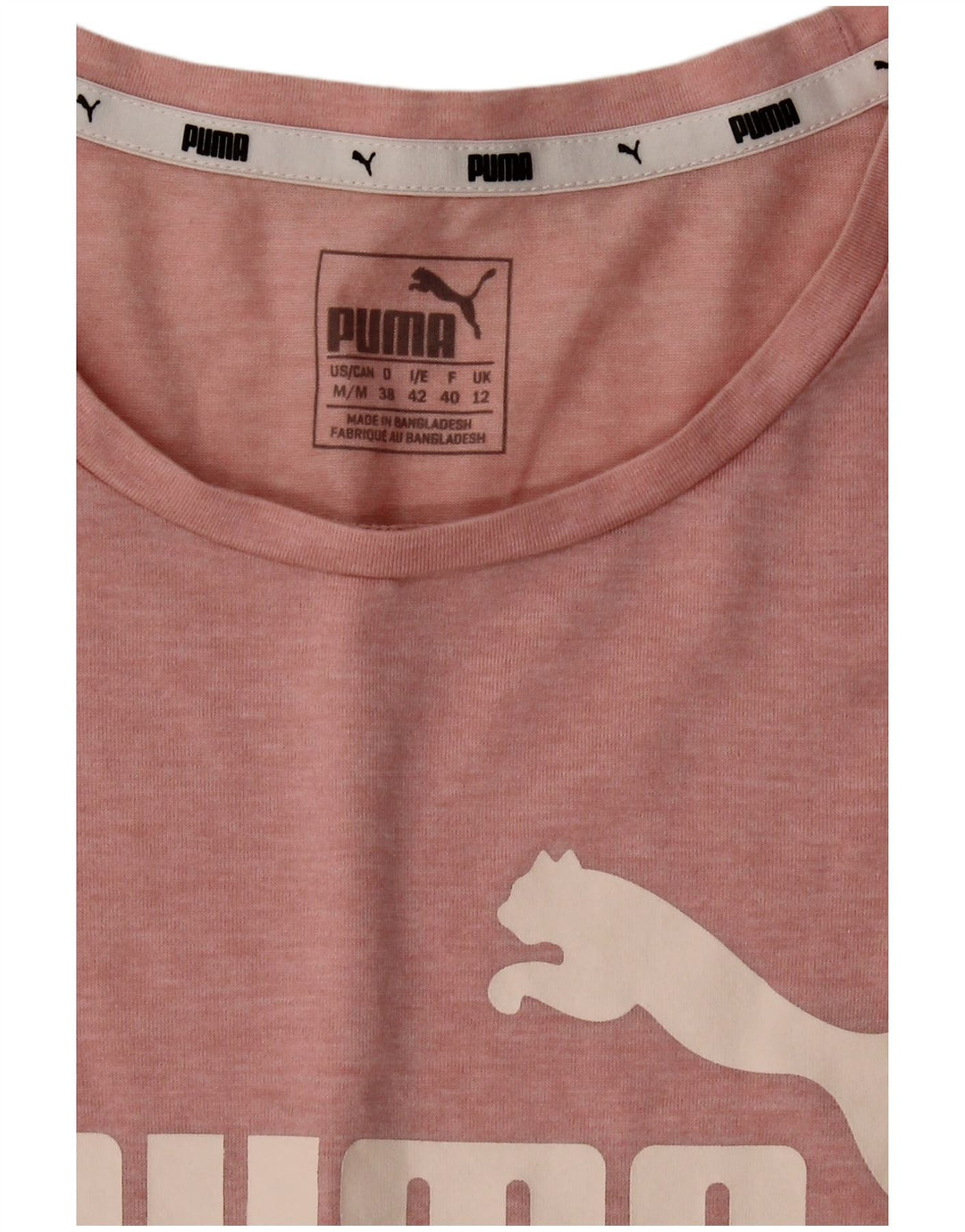 PUMA Womens Graphic T-Shirt Top UK 12 Medium Pink Polyester