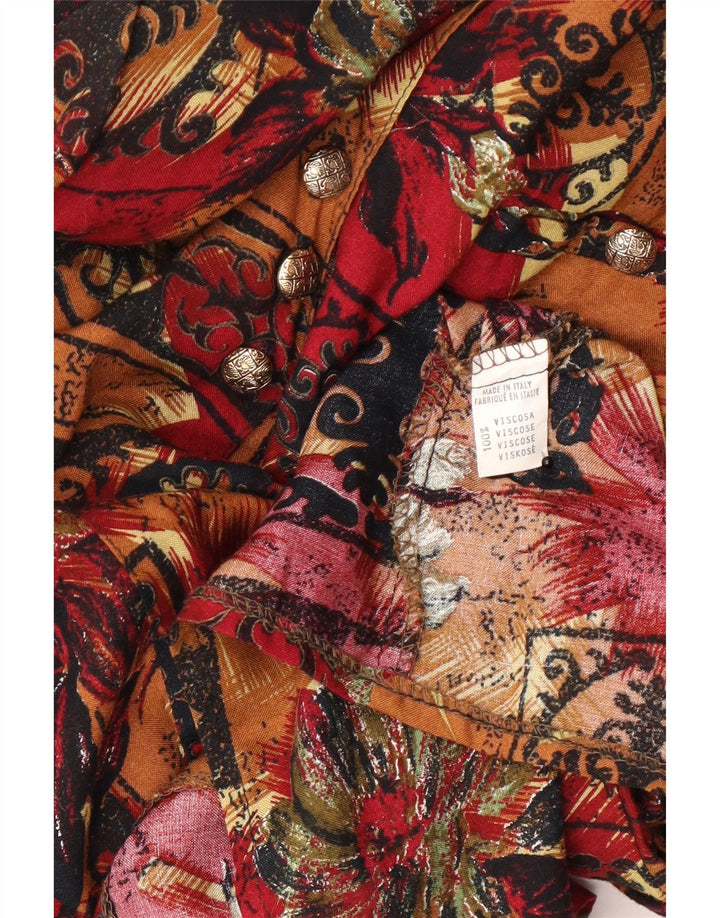 Vintage Womens Shirt Blouse UK 14 Medium Multicoloured Floral Viscose