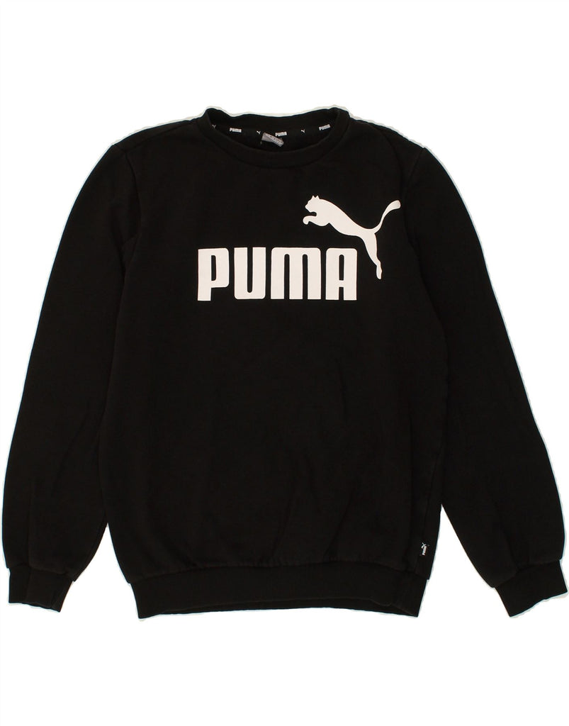 PUMA Boys Graphic Sweatshirt Jumper 13-14 Years Black Cotton | Vintage Puma | Thrift | Second-Hand Puma | Used Clothing | Messina Hembry 