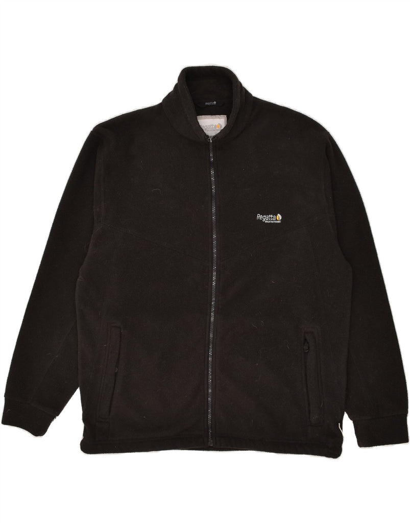 REGATTA Mens Fleece Jacket UK 38 Medium Black Polyester | Vintage Regatta | Thrift | Second-Hand Regatta | Used Clothing | Messina Hembry 