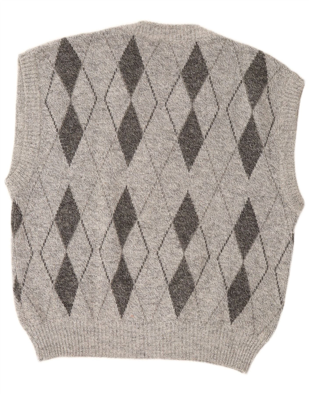 Vintage Mens Vest Tank Top Large Grey Argyle/Diamond