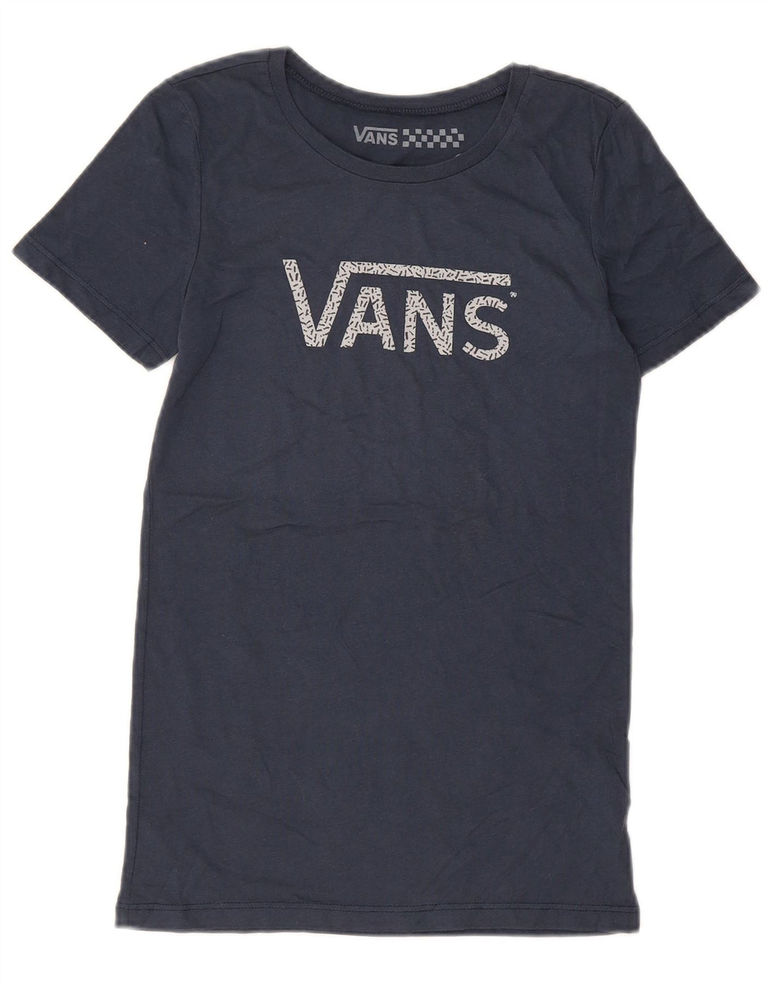 VANS Womens Graphic T-Shirt Top UK 8 Small Navy Blue Cotton