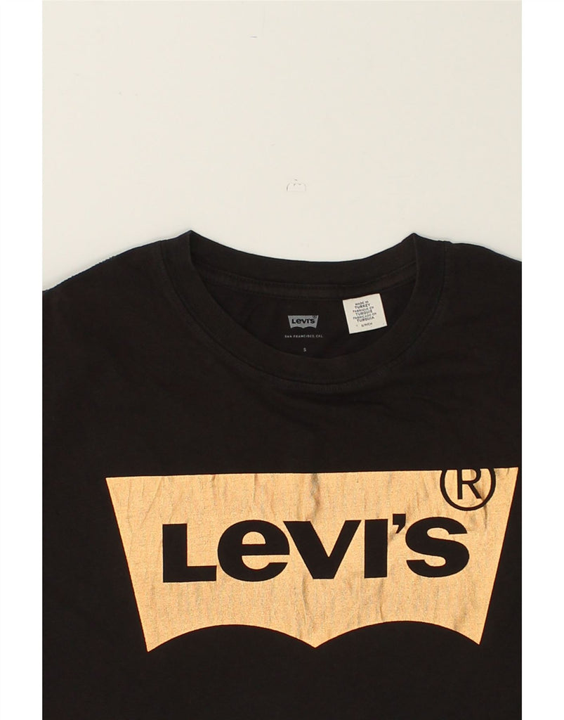 LEVI'S Womens Crop Graphic T-Shirt Top UK 10 Small Black Cotton | Vintage Levi's | Thrift | Second-Hand Levi's | Used Clothing | Messina Hembry 