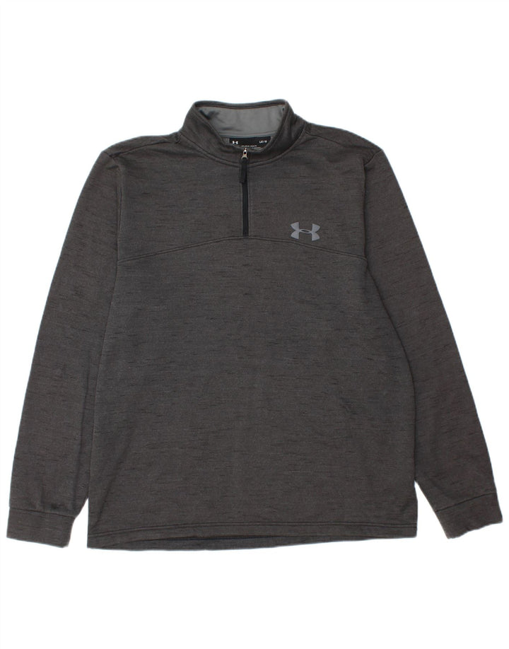UNDER ARMOUR Mens Zip Neck Sweatshirt Jumper Large Grey Flecked