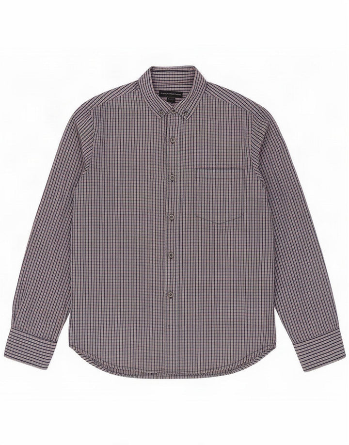 French Connection Mens Shirt Small Blue Check Cotton