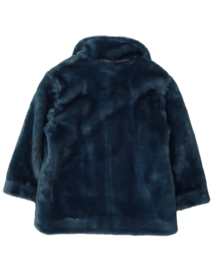 Vintage Womens Faux Fur Jacket UK 12 Medium Blue Polyacrylic