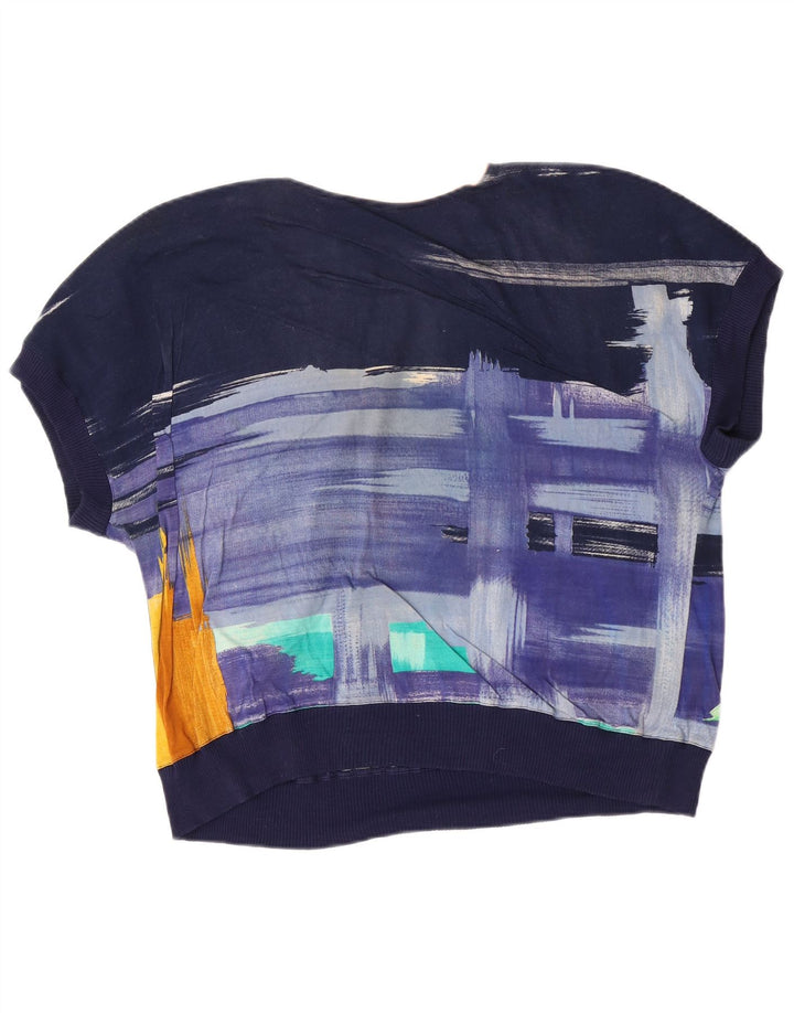 Armando Calo Womens Abstract Pattern Blouse Top IT 46 Large Navy Blue