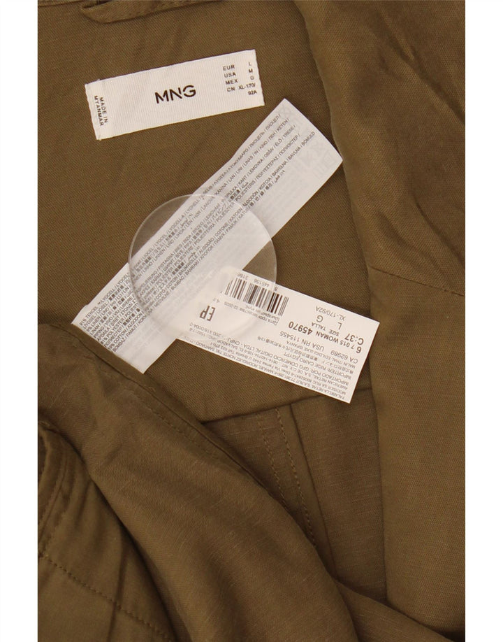 MANGO Womens Military Jacket UK 16 Large Khaki Lyocell