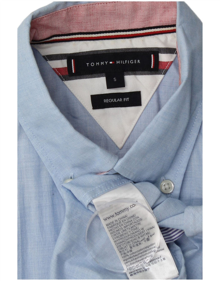 TOMMY HILFIGER Mens Regular Fit Short Sleeve Shirt Small Blue Cotton