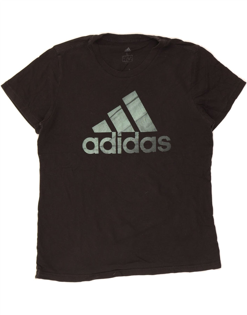 ADIDAS Womens Graphic T-Shirt Top UK 16/18 Large Black Cotton Vintage Adidas and Second-Hand Adidas from Messina Hembry 