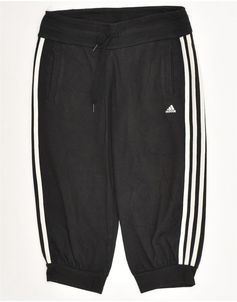 ADIDAS Womens Capri Tracksuit Trousers Joggers UK 6 XS Black Cotton | Vintage Adidas | Thrift | Second-Hand Adidas | Used Clothing | Messina Hembry 