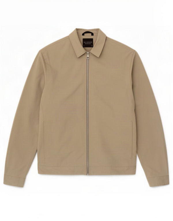 Marks & Spencer Mens Autograph Bomber Jacket UK 36 Small Beige Cotton