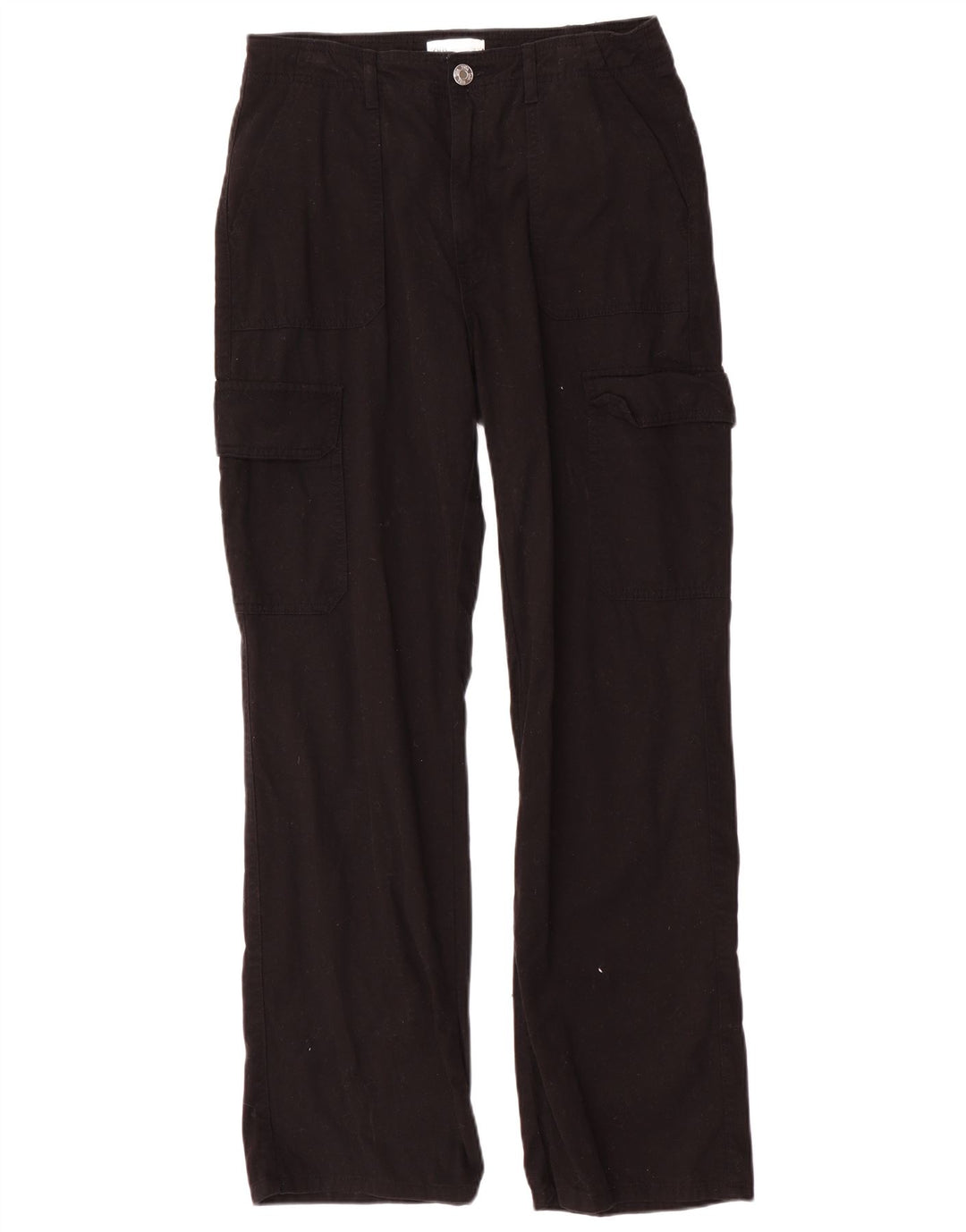 Zara Womens Straight Cargo Trousers EU 40 Medium W30 L31 Black Cotton