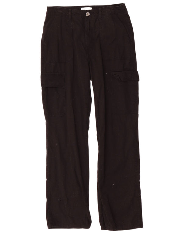Zara Womens Straight Cargo Trousers EU 40 Medium W30 L31 Black Cotton