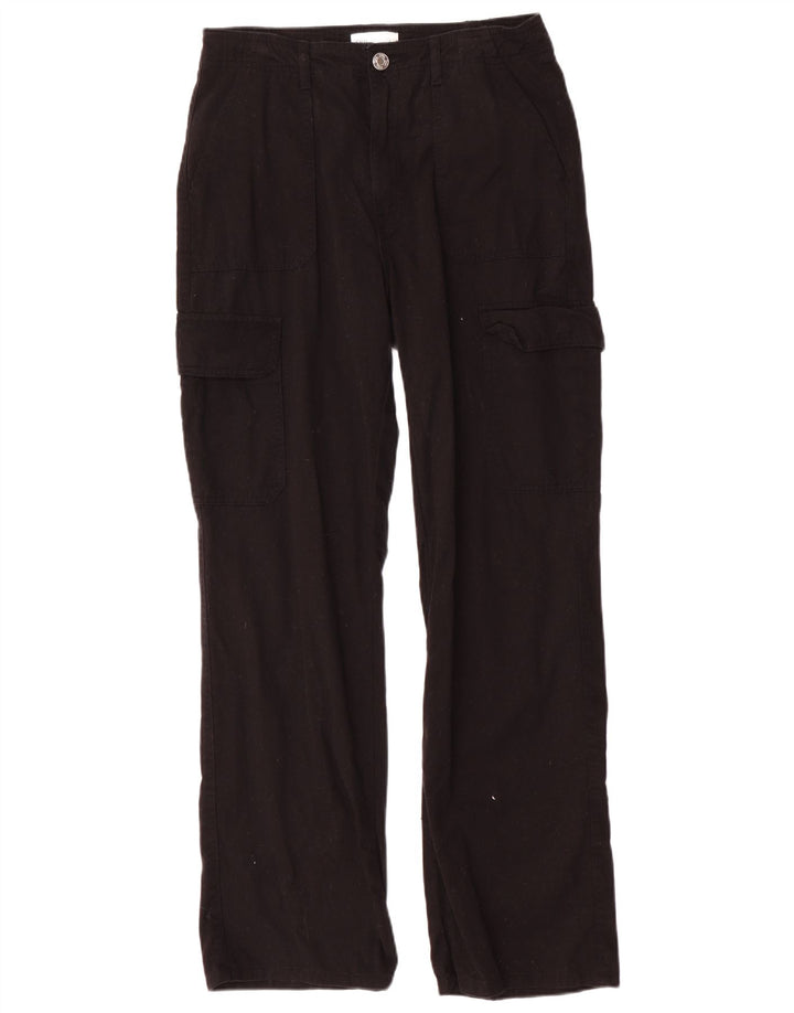 Zara Womens Straight Cargo Trousers EU 40 Medium W30 L31 Black Cotton