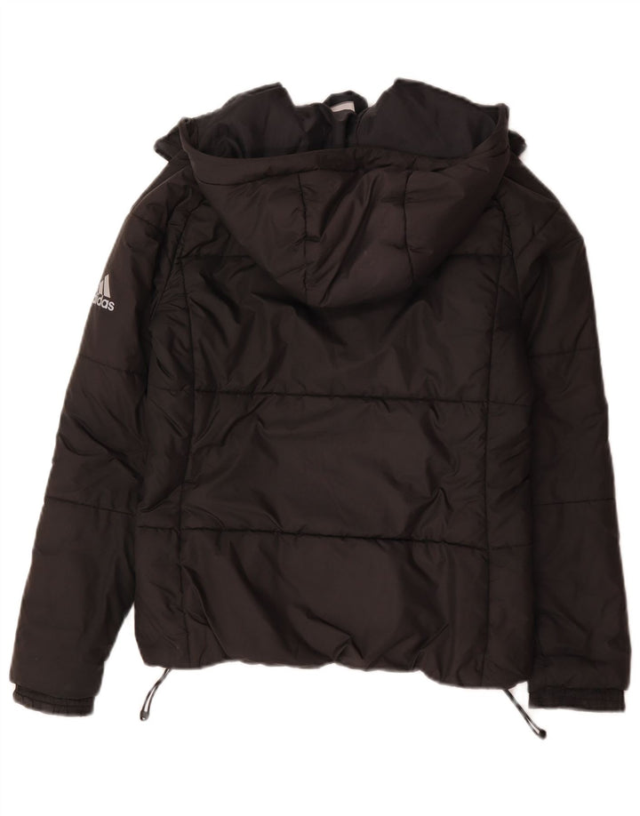 Adidas Womens Hooded Padded Jacket UK 8/10 Small Black Polyester