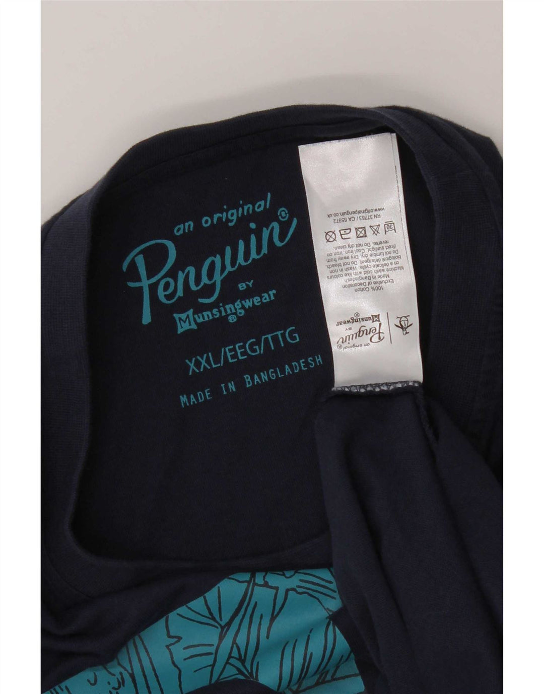 Penguin Mens Graphic T-Shirt Top 2XL Navy Blue Cotton