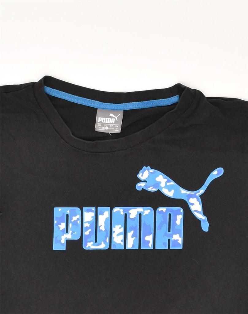 PUMA Mens Graphic T-Shirt Top Medium Black Cotton | Vintage Puma | Thrift | Second-Hand Puma | Used Clothing | Messina Hembry 