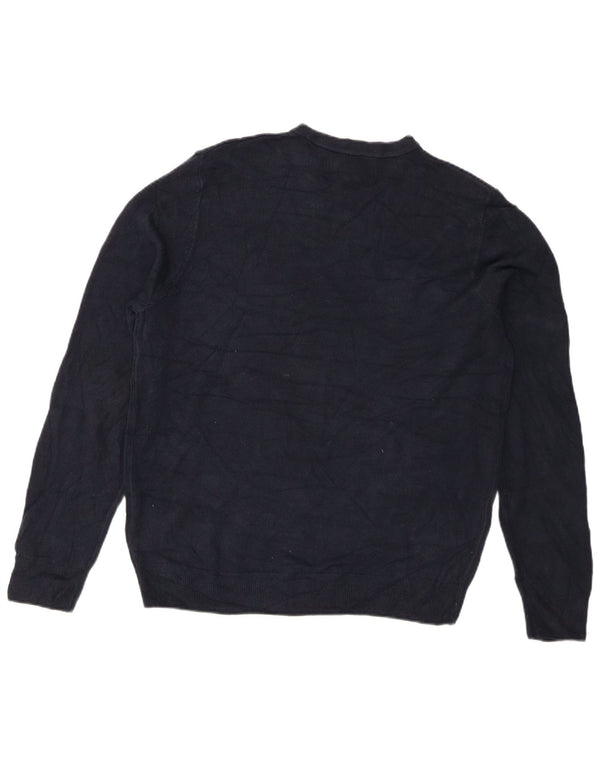 Marks & Spencer Mens Crew Neck Jumper Sweater Large Navy Blue Acrylic