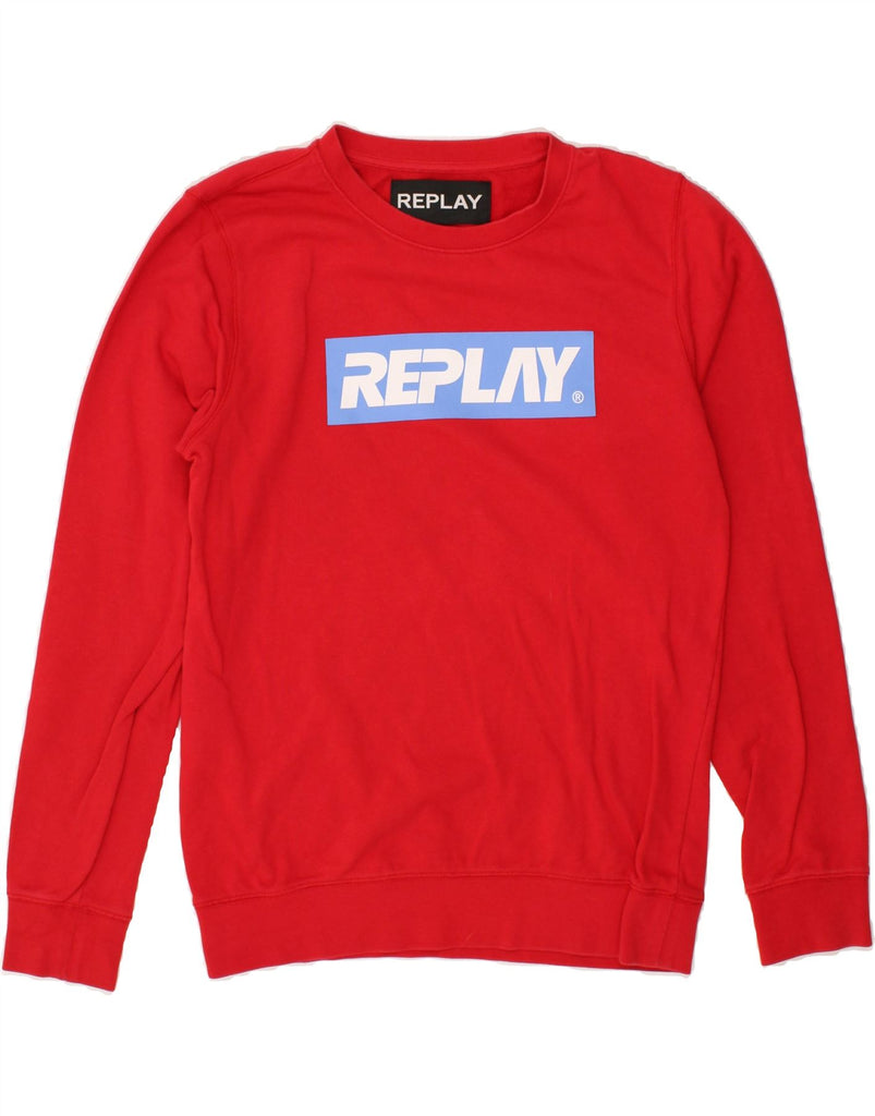 REPLAY Mens Graphic Sweatshirt Jumper Medium Red | Vintage Replay | Thrift | Second-Hand Replay | Used Clothing | Messina Hembry 