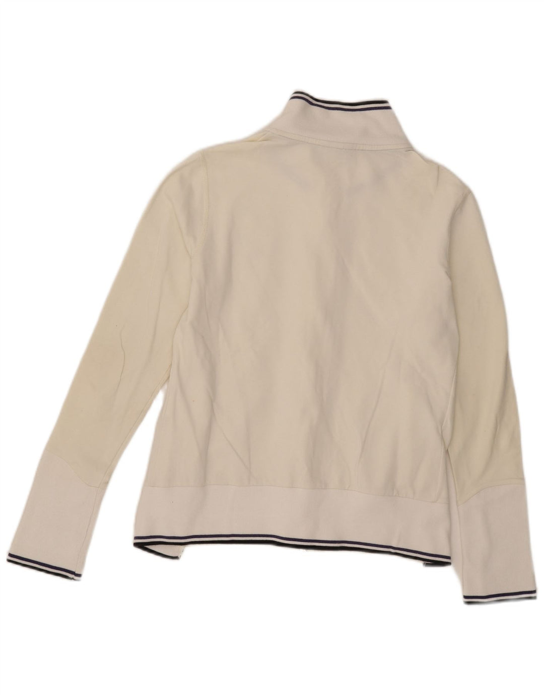 Ellesse Womens Tracksuit Top Jacket UK 12 Medium White Striped Cotton