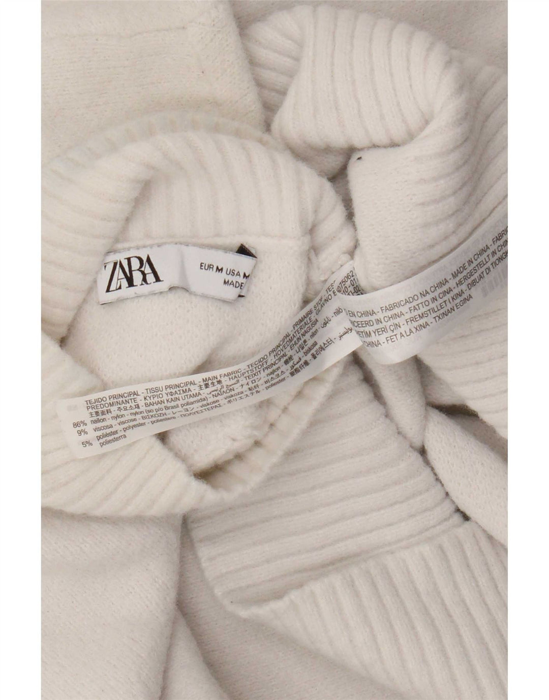 Zara Womens Turtle Neck Jumper Sweater UK 12 Medium White Nylon