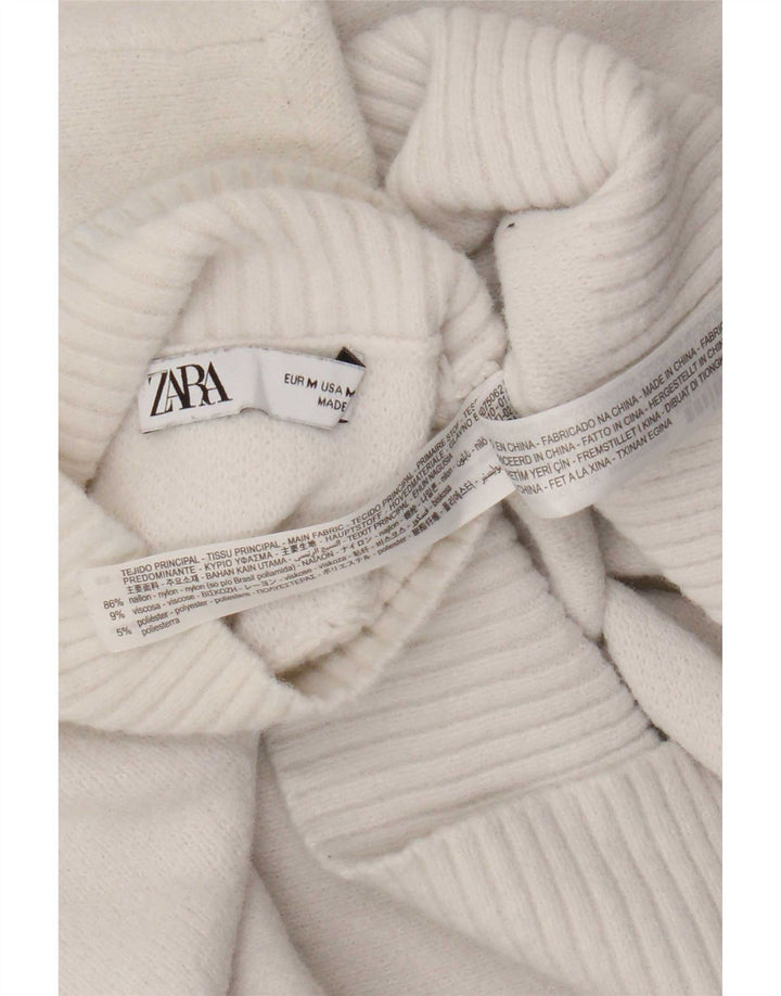 Zara Womens Turtle Neck Jumper Sweater UK 12 Medium White Nylon