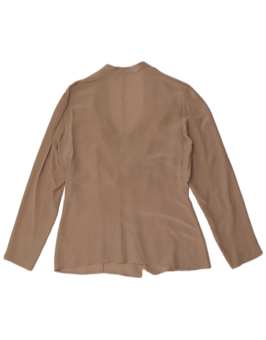 Vintage Womens Front Tie Shirt Blouse UK 14 Large Beige Silk