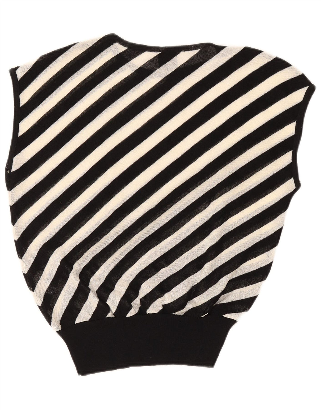 Vintage Womens Sleeveless See Through Top EU 42 Large Black Striped Acetate