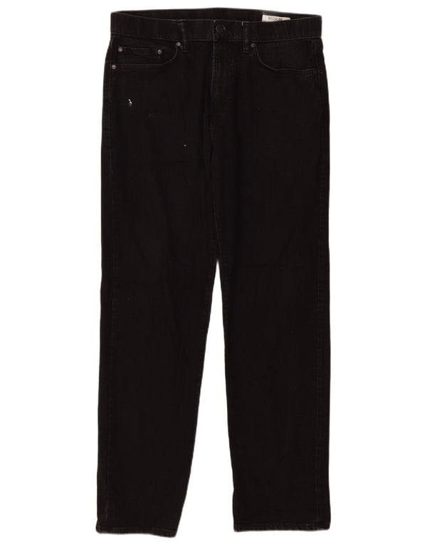 Marks & Spencer Mens Regular Straight Jeans W34 L31 Black Cotton